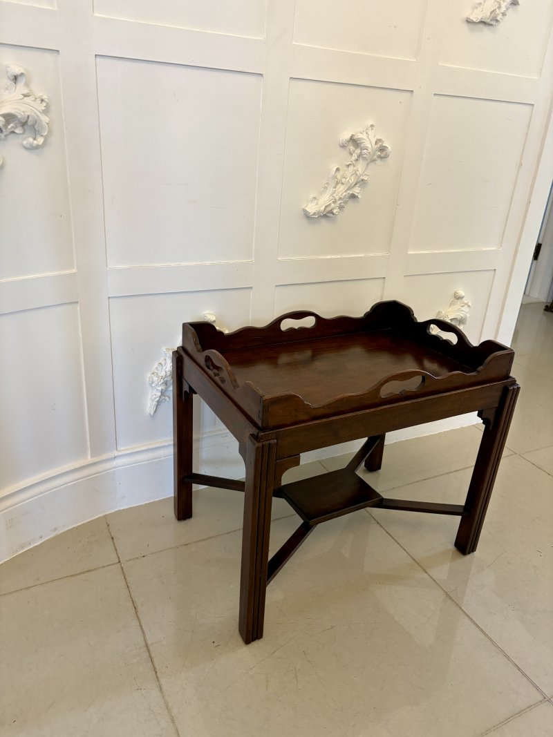 Antique Edwardian Quality Mahogany Butlers Tray on Stand - Image 7